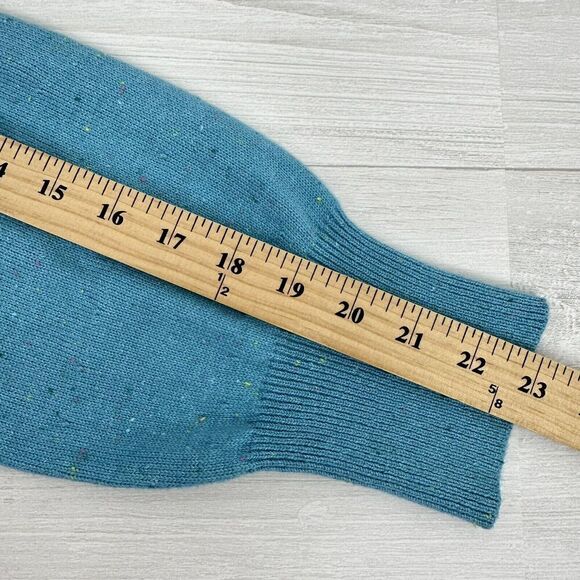 Talbots Mock Neck Sweater Dress Size Medium Aqua Blue Speckled Shoulder Buttons - Picture 13 of 15